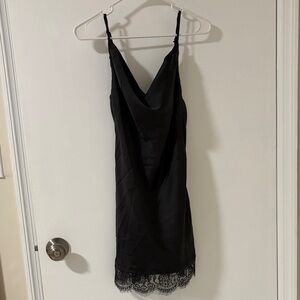 Urban Outfitters Elegant Black Slip Dress with Lace Trim